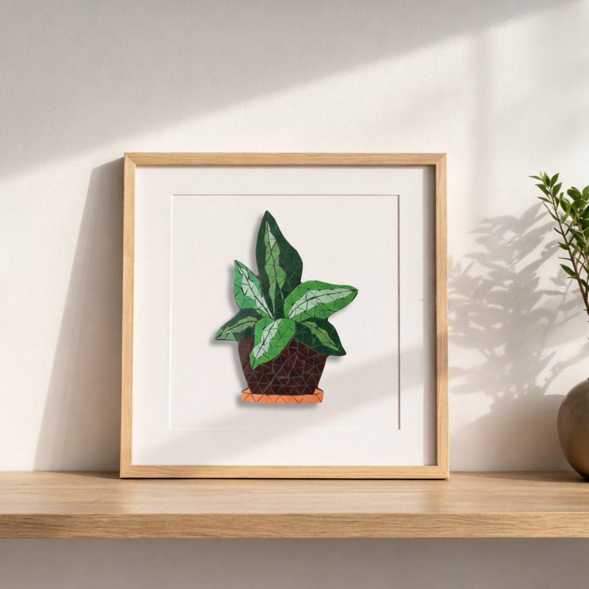 Potted Greenery Mosaic Art Kit | DIY Glass Mosaic Kit, Premium Mica Tile Craft for Adults & Kids, Unique Home Decor Gift