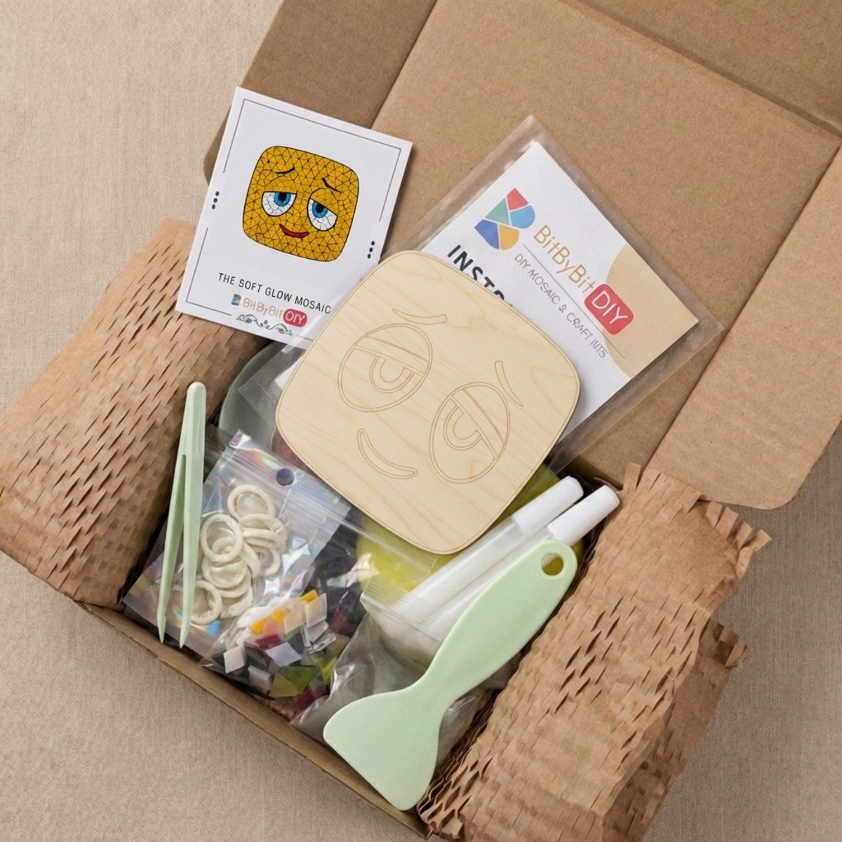 The Soft Glow Mosaic Art Kit | DIY Glass Mosaic Kit, Premium Mica Tile Craft for Adults & Kids, Unique Home Decor Gift