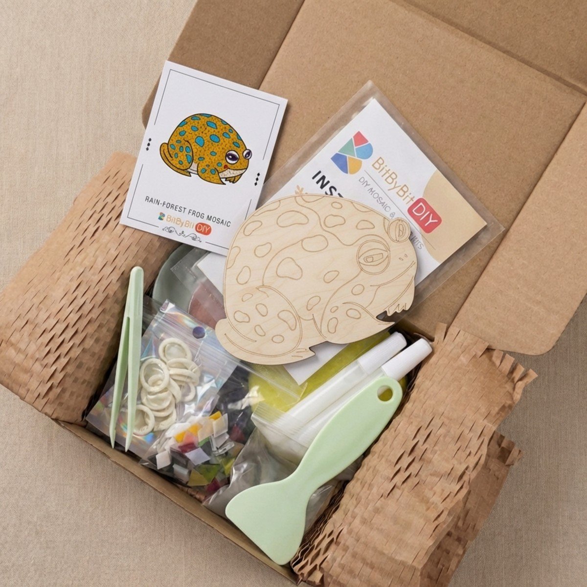 Rain-Forest Frog Mosaic Art Kit | DIY Glass Mosaic Kit, Premium Mica Tile Craft for Adults & Kids, Unique Home Decor Gift