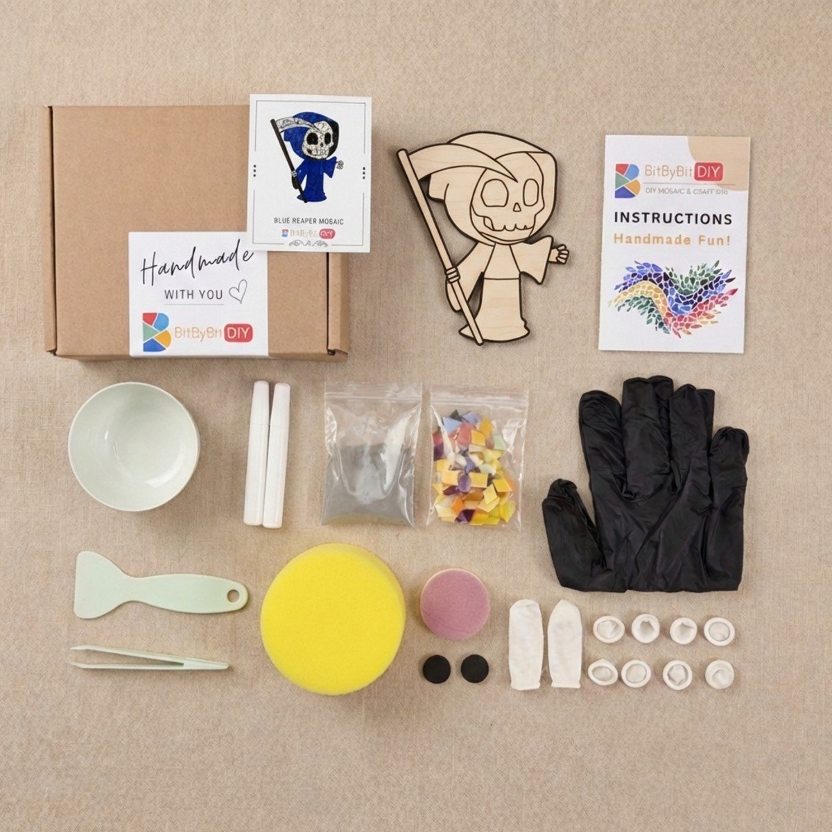 Blue Reaper Mosaic Art Kit | DIY Glass Mosaic Kit, Premium Mica Tile Craft for Adults & Kids, Unique Home Decor Gift