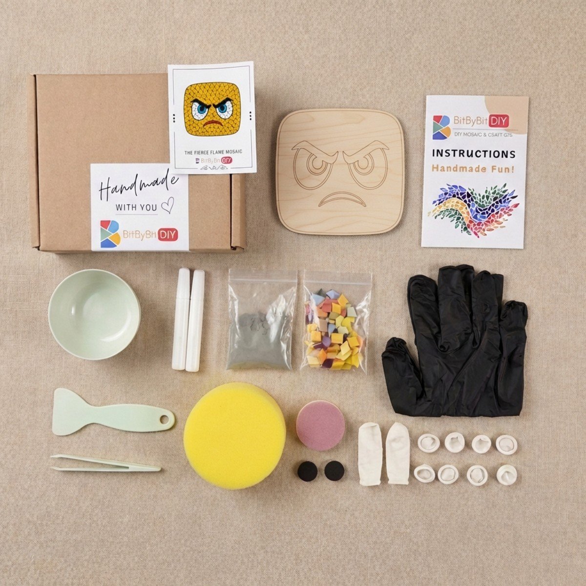 The Fierce Flame Mosaic Art Kit | DIY Glass Mosaic Kit, Premium Mica Tile Craft for Adults & Kids, Unique Home Decor Gift