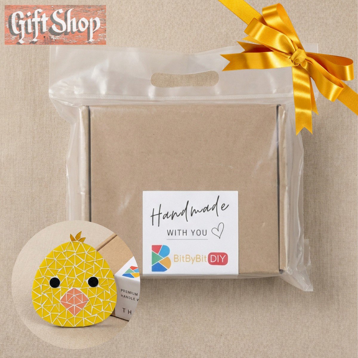 Little Chick Mosaic Art Kit | DIY Glass Mosaic Kit, Premium Mica Tile Craft for Adults & Kids, Unique Home Decor Gift