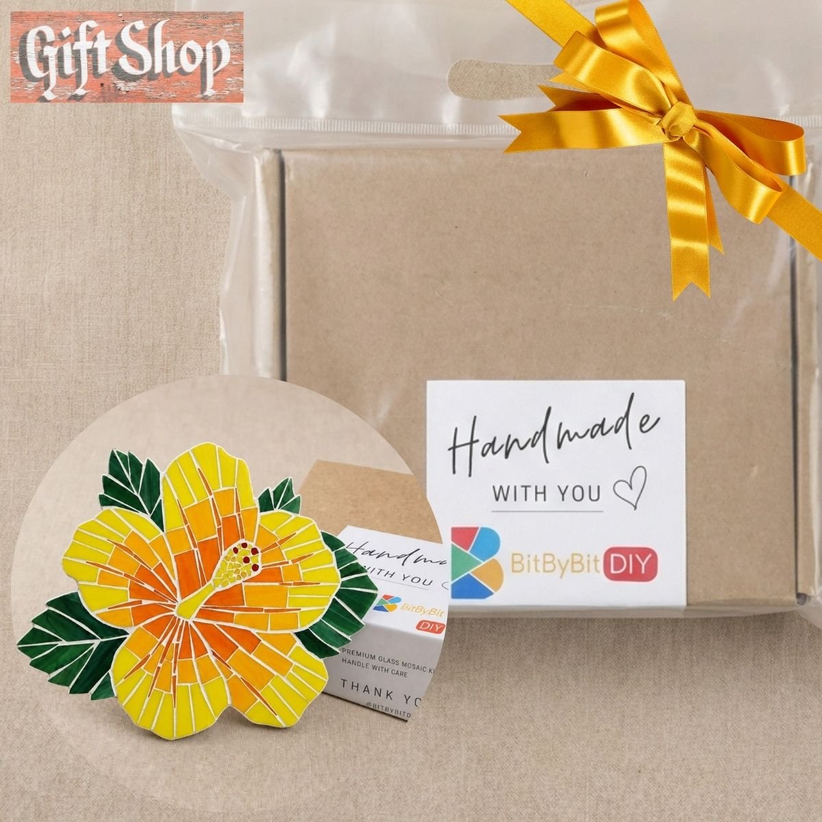 Sunny Hibiscus Glass Mosaic Art Kit