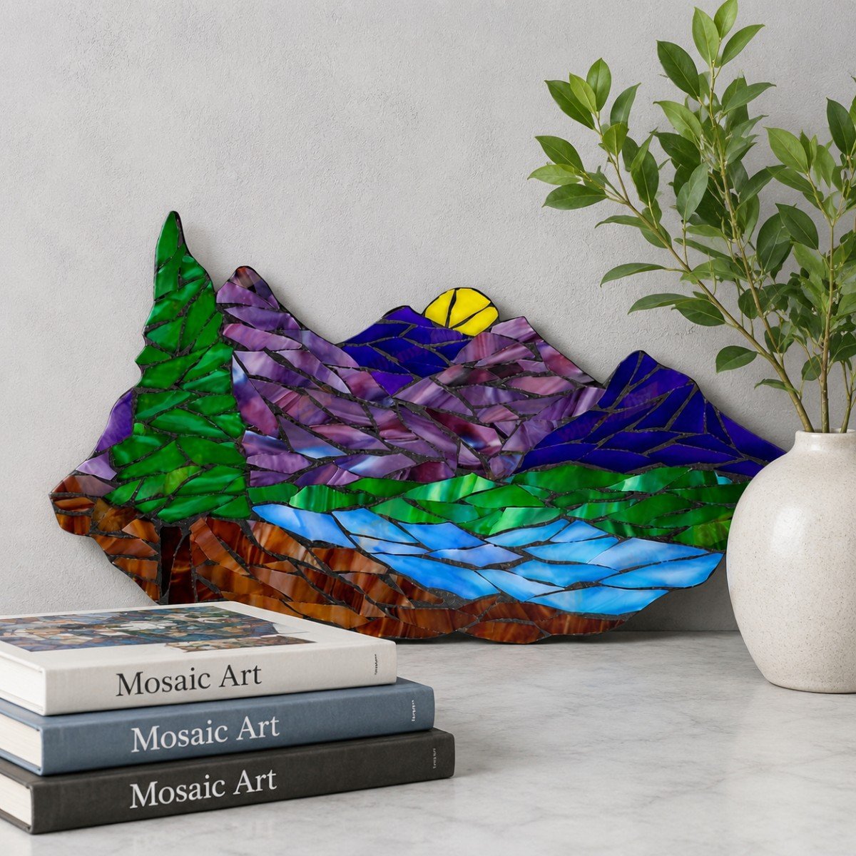Peaceful Mountain Landscape Glass Mosaic Art Kit