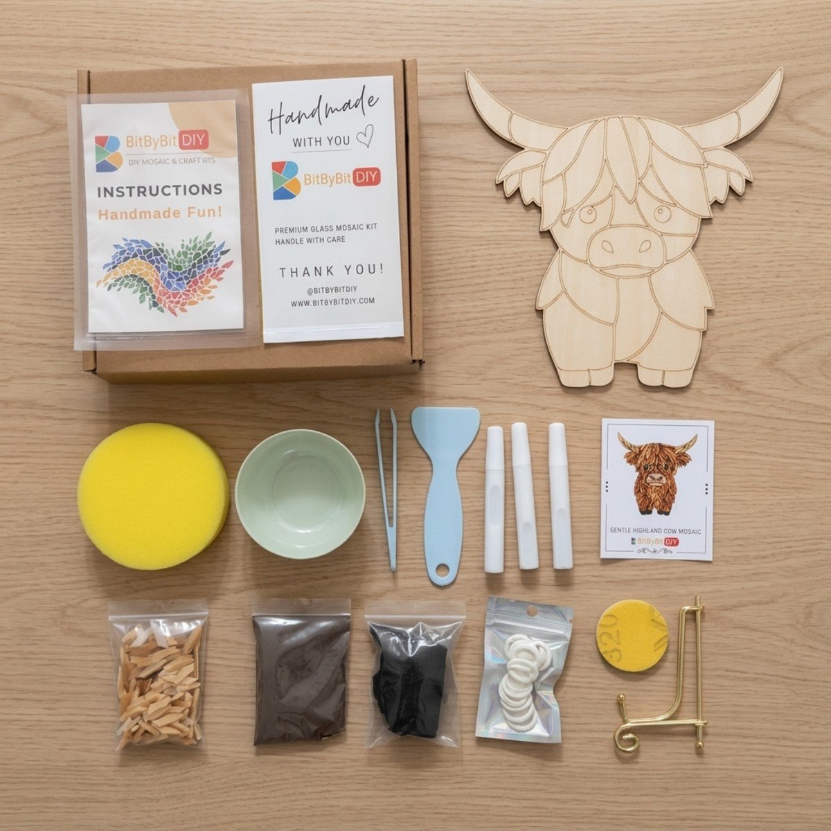 Gentle Highland Cow Glass Mosaic Art Kit