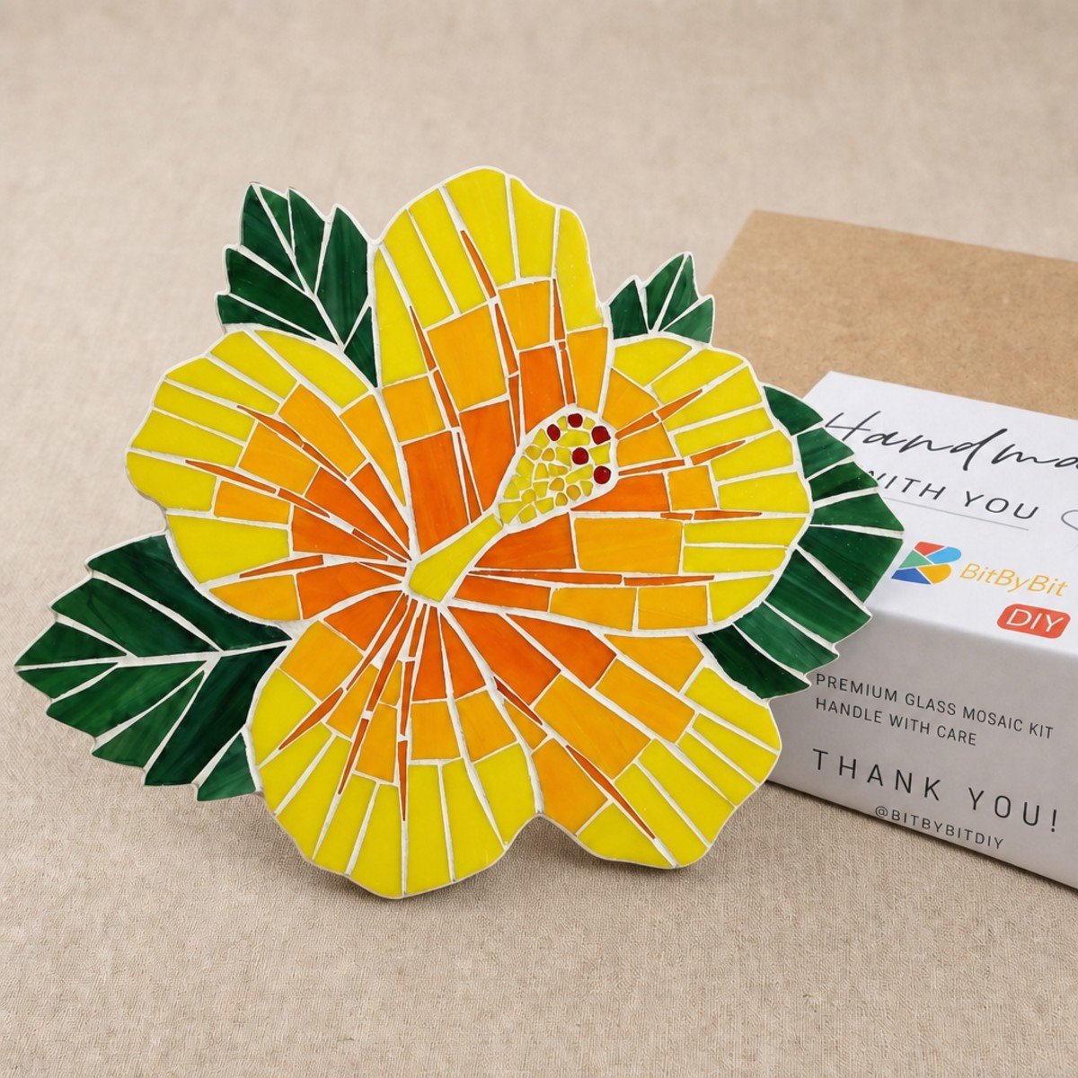 Sunny Hibiscus Glass Mosaic Art Kit
