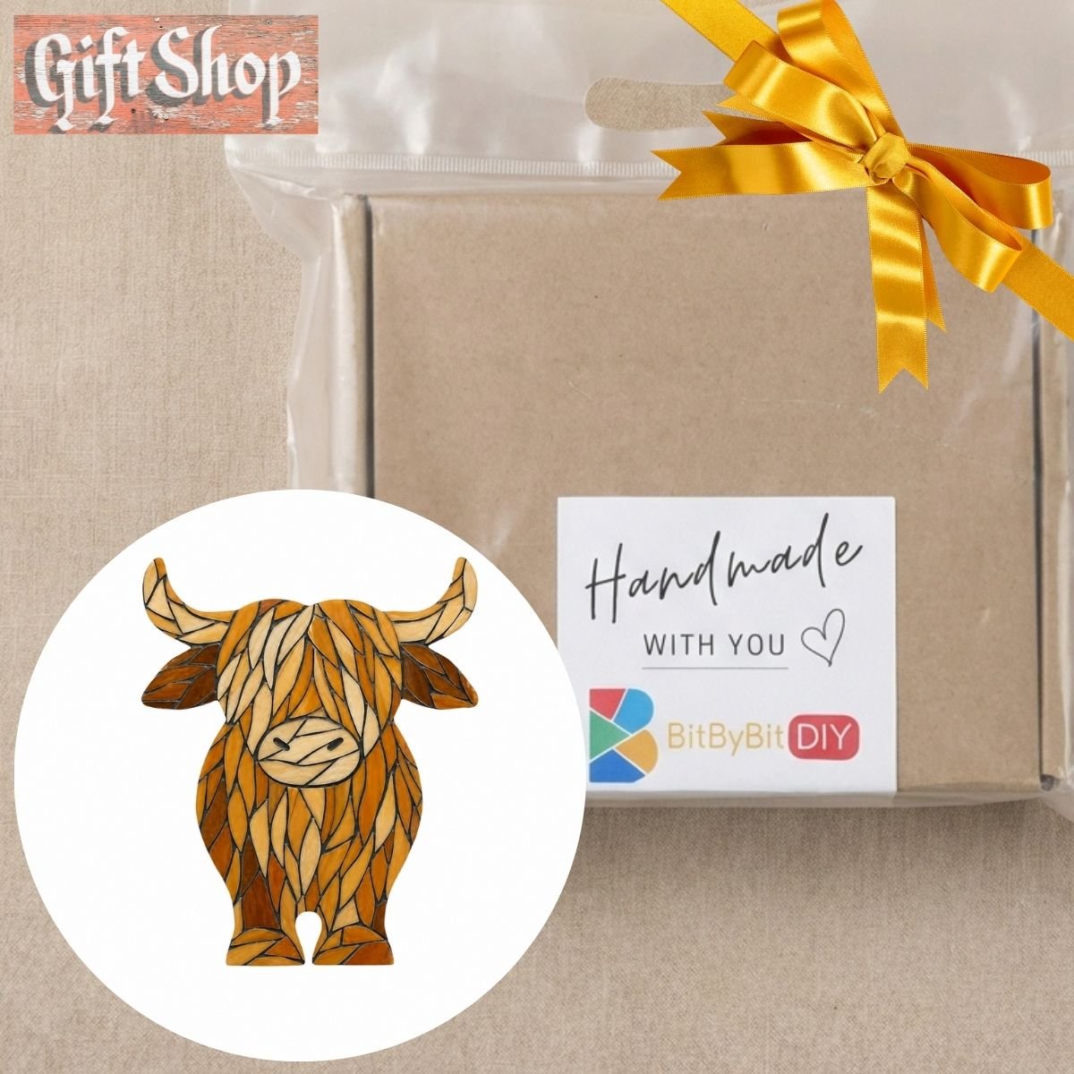 Highland Cow Mosaic Art Kit