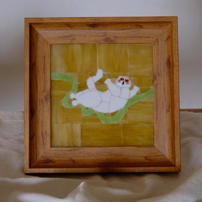 Playful White Cat Mosaic Art Kit