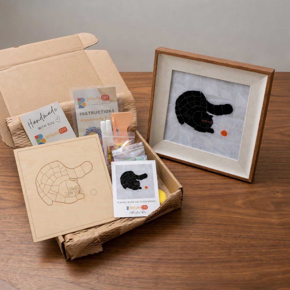 Playful Black Cat Mosaic Art Kit