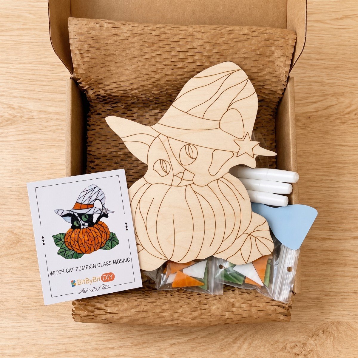 Witch Cat Pumpkin Mosaic Art Kit